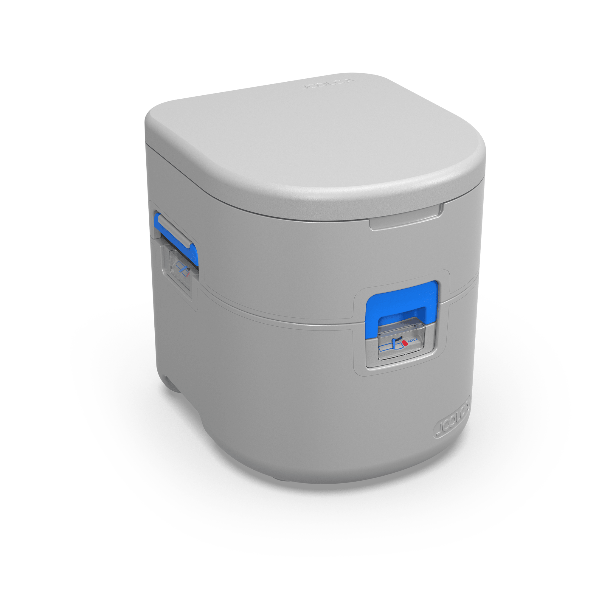 GottaGo angled view with blue side handles and level indicator